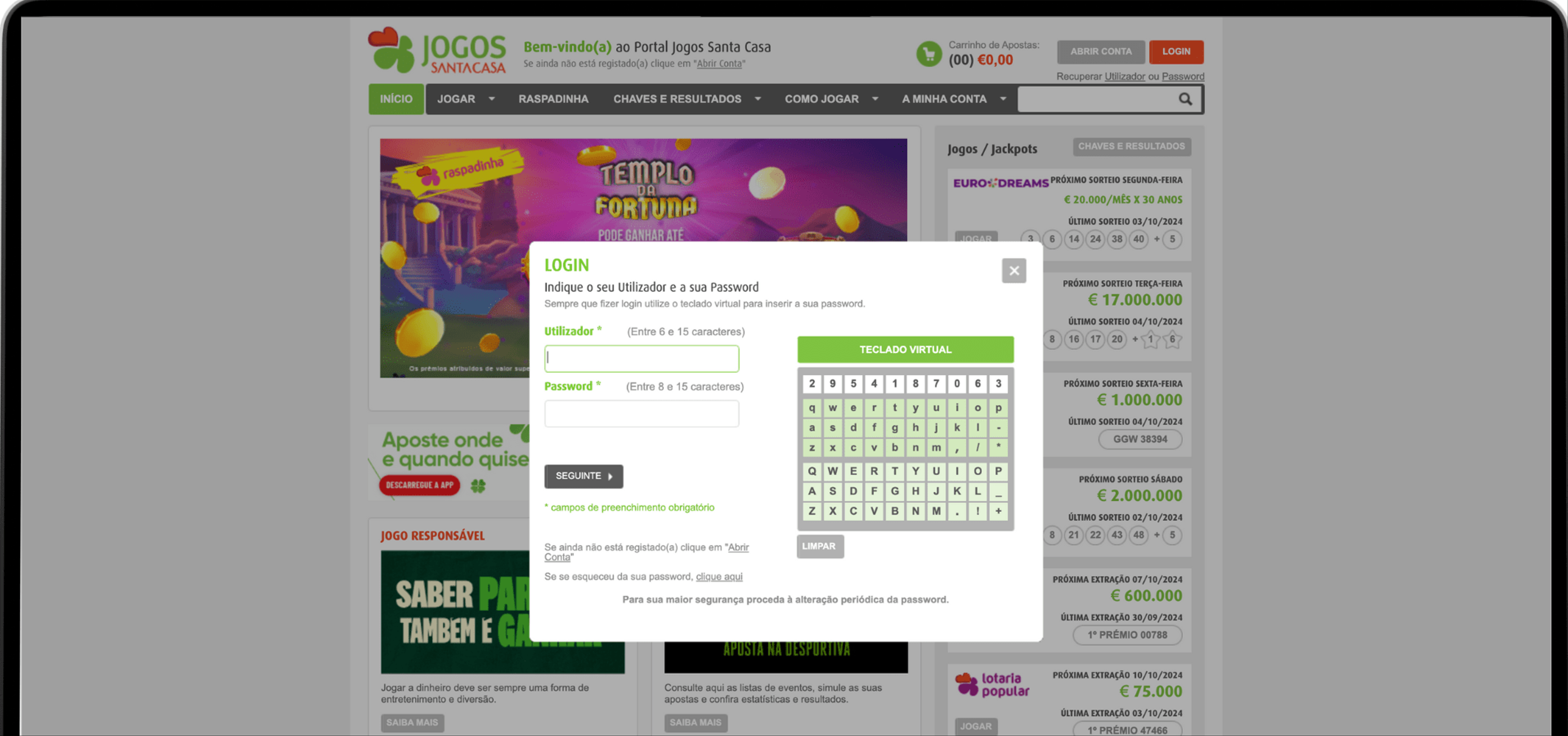 Jogos Santacasa Lottery Web